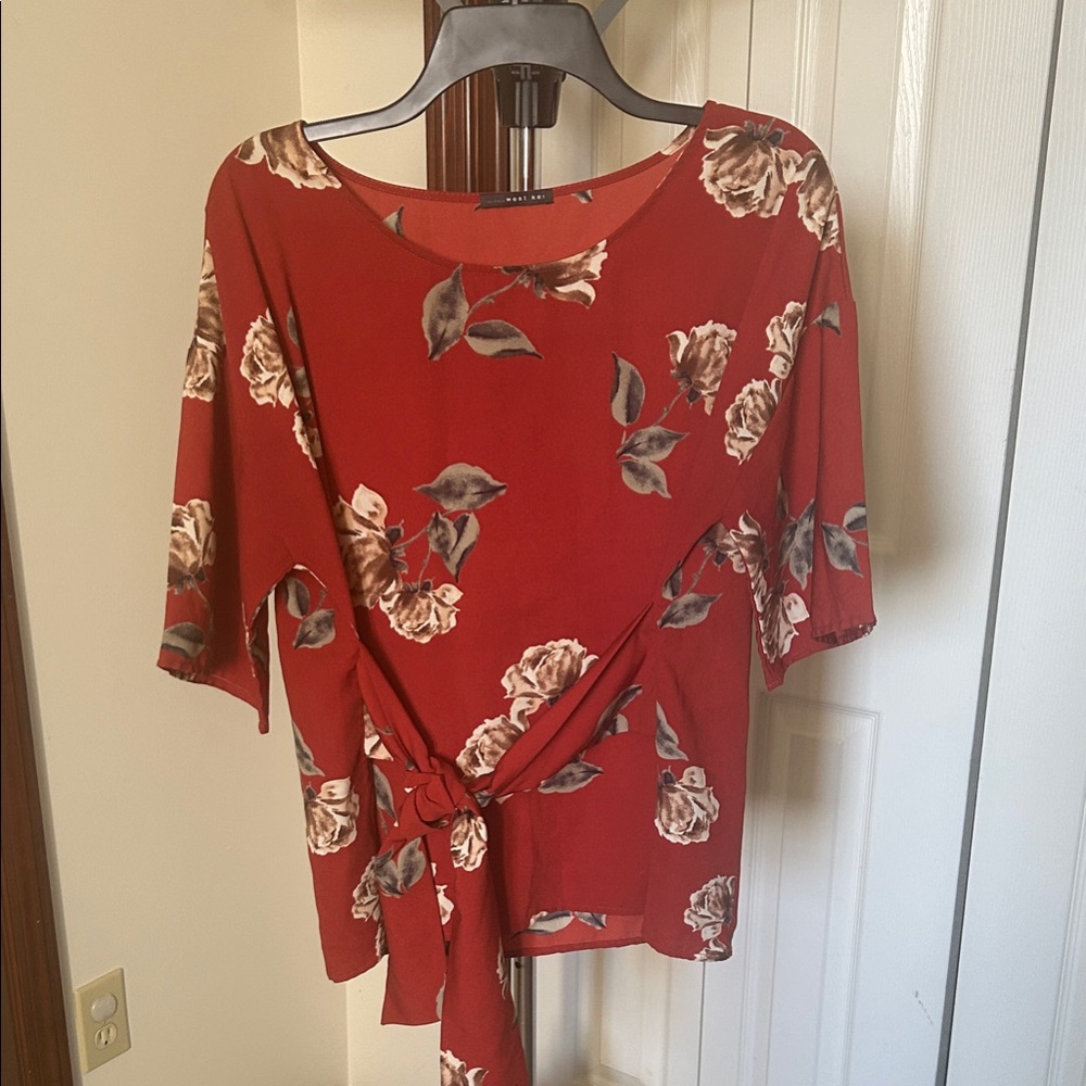West Kei Burnt Orange Floral Blouse